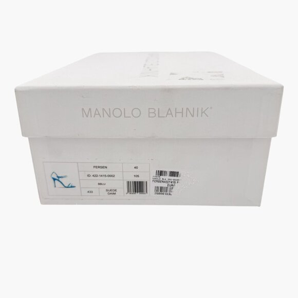 Manolo Blahnik Fersen PVC Sandals Size 40 US 10 Blue Suede High Heels Clear 105 - Picture 15 of 15